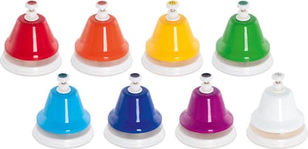 BELLETJES H8,7cm, 8 kleuren gemengd, plastiek en metaal, 3+