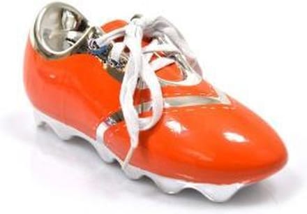 Spaarpot voetbal - voetbalschoen keramiek oranje