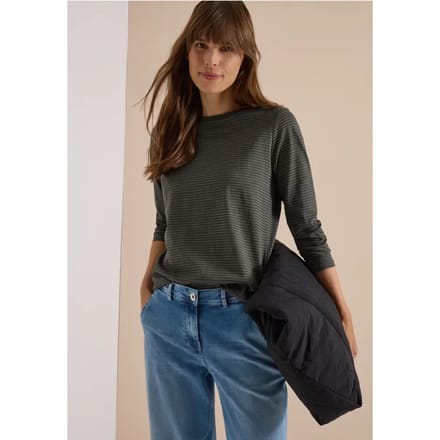 Longsleeve met boothals en strepen