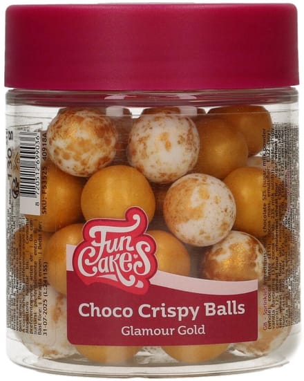 FunCakes Choco Crispy Balls - Glamour Gold - 130g - Eetbare Taartdecoratie - Taarttoppers - Chocolade Decoratie