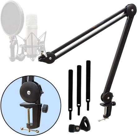 Scharnierarm Statief - Microfoon Arm - Studio Opnames - Verstelbaar Metaal - Tot 50 mm - Zwart