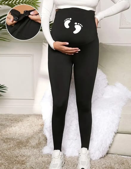 Fijn zittende zwangerschapslegging legging met print verstelbare taille maat XL