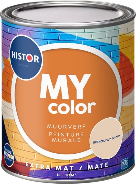 Histor MY Color Muurverf Extra Mat - Reinigbaar - Extra Dekkend - 1L - Seriously Sand - Beige