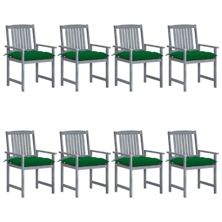 vidaXL - Tuinstoelen - 8 - st - met - kussens - massief - acaciahout - grijs