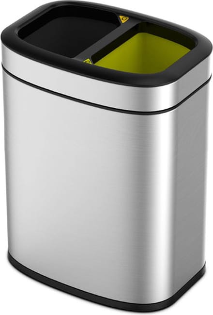 EKO - OLI-Cube Open Top Bin 10+10 liter - Stainless steel Polypropylene - mat RVS - Prullenbak