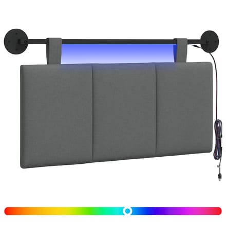 vidaXL - Hangend - hoofdbord - Met - LED-verlichting - Donkergrijs - Stof