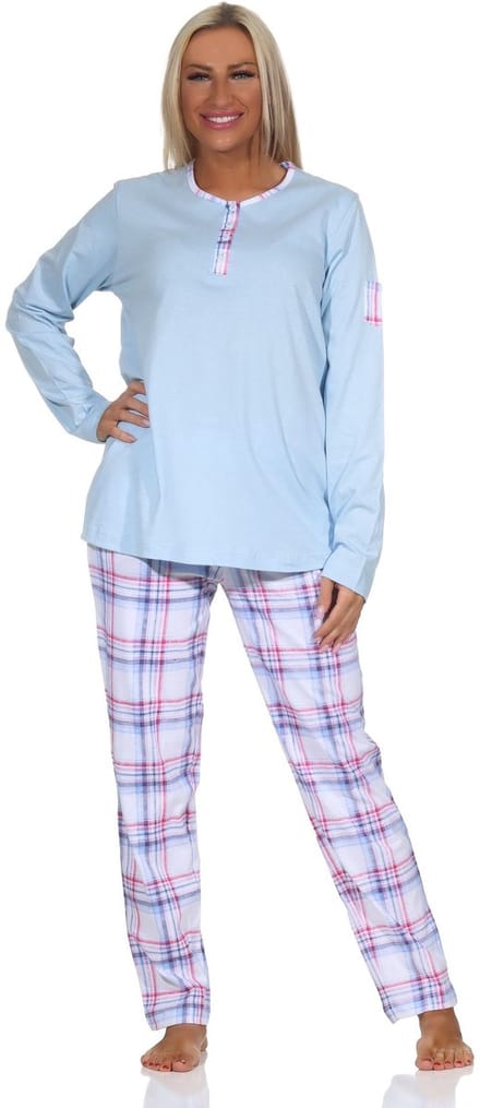 Normann damespyjama met geruite jersey pyjamabroek - ook in grote maten