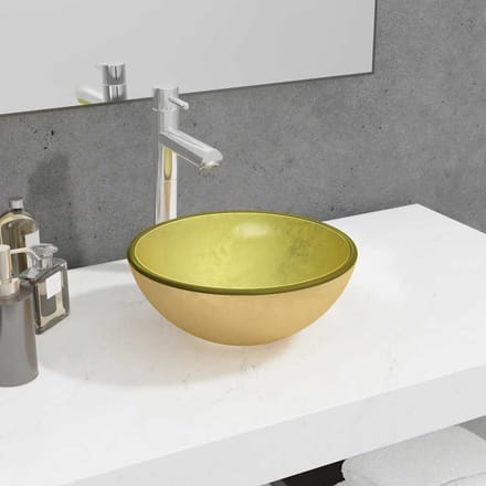 vidaXL - Wasbak - 30x12 - cm - gehard - glas - goudkleurig