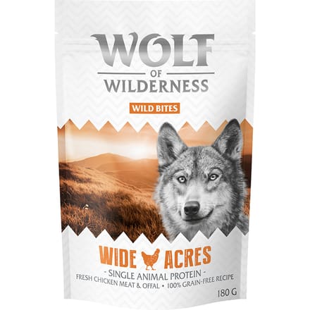 180g Wide Acres Kip Wild Bites Wolf of Wilderness Hondensnacks
