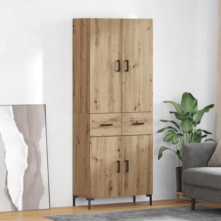 vidaXL Highboard Artisan Eiken 69,5 x 34 x 180 cm Bewerkt hout