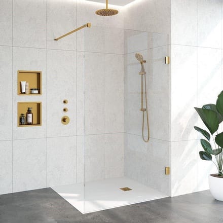 Brauer Void inloopdouche helder glas 120x200 incl. glascoating PVD goud geborsteld