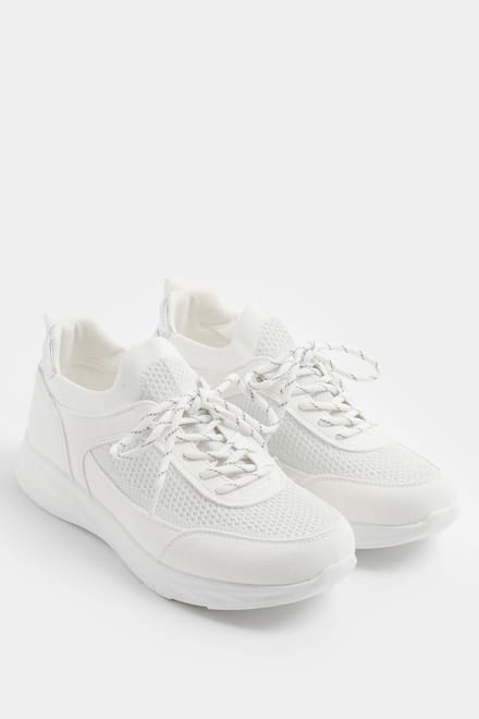 Yours Witte Gebreide Sneakers In Extra Brede Eeepasvormsize 41EEE