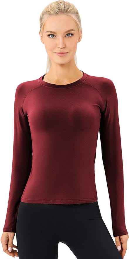 MEETHOO Thermo Shirt met Lange Mouwen voor Dames -Rood-S