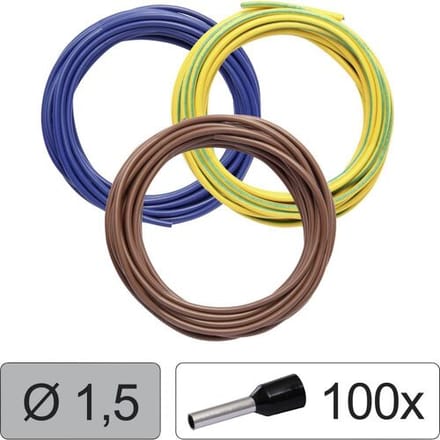 Quadrios 25CW123 Enkele ader LiFY 1.5 mm² Blauw, Bruin, Geel-groen 1 set(s)