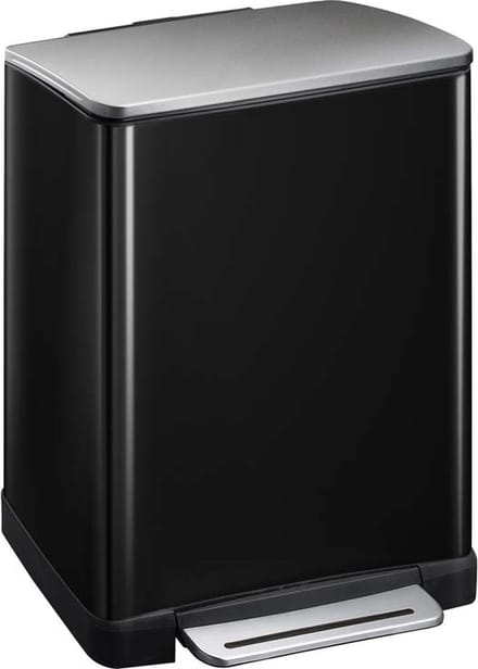EKO - E-Cube pedaalemmer 50 liter - Stainless steel Plastic - zwart glanzend, mat RVS - Prullenbak