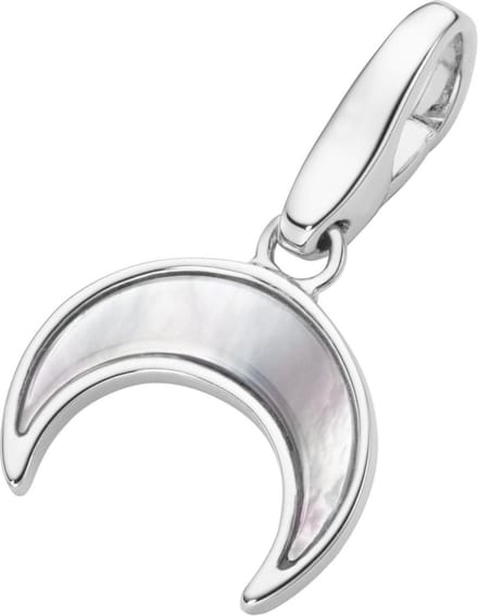 Bedel | charm | sterling zilver | maan | karabijn | hanger | parelmoer