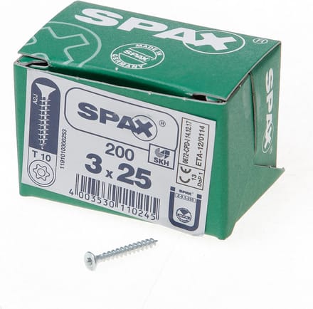 Spax Spaanplaatschroef Verzinkt Torx 3.0 x 25 - 200 stuks
