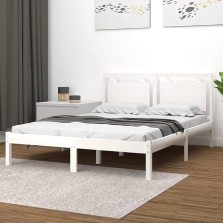 vidaXL - Bedframe - massief - hout - wit - 120x200 - cm