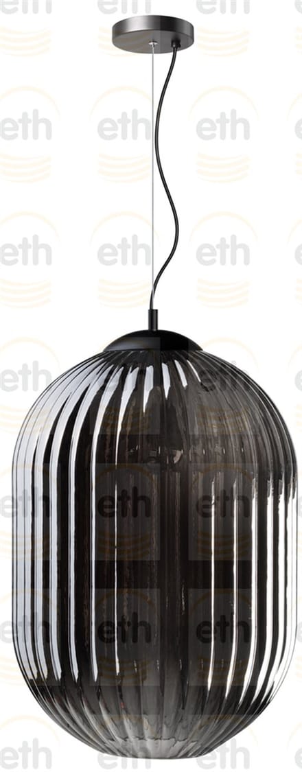 ETH Hanglamp Glamm L 40 cm Smoke Glass Ribbel / Zwart