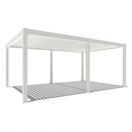 Orion Premium overkapping E-LED - 400 x 600 cm - wit - met elektrisch lamellen dak en LED