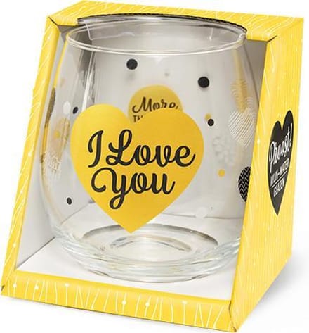 Wijn -Waterglas I Love You Valentijn