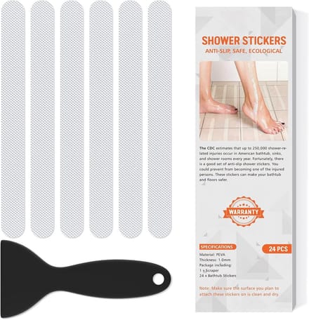 Antislip Badstickers - Douche Veiligheid - Val Voorkomen - Uniek Concaaf Ontwerp - 24 Stuks - Transparant