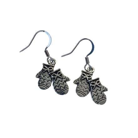 2 Love It Winter handschoen zilver - oorbellen - zilverkleurig stainless steel