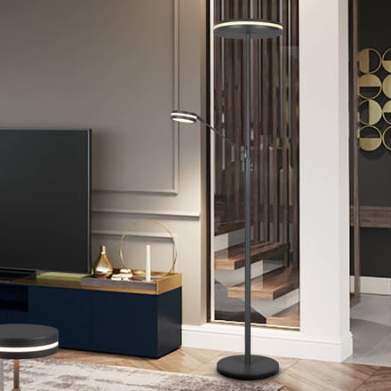 Trio Lighting LED uplighter Franklin, leeslamp, antraciet