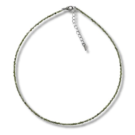 Collier -Natuurstenen groene zirkonia - 40 - 45 cm lang - 2 mm dik
