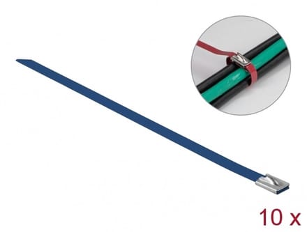 Delock Stainless Steel Cable Ties L 200 x W 7.9 mm blue 10 pieces