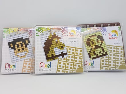 SET 3 PIXELHOBBY MEDAILLONS AAP-PAARD-HOND