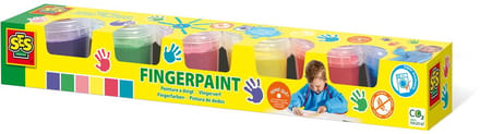 SES Creative - Vingerverf 6 kleuren - mengbaar - makkelijk uitwasbaar – vingerverven voor kinderen - glutenvrij