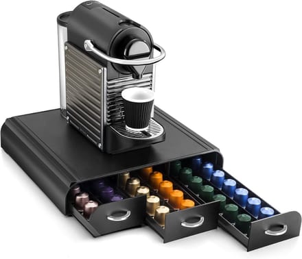 Famanu - Koffiecapsuledispenser - Met 3 schuifladen - Zwart - Compact ontwerp