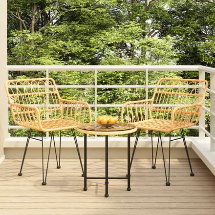 vidaXL - 3-delige - Tuinset - poly - rattan