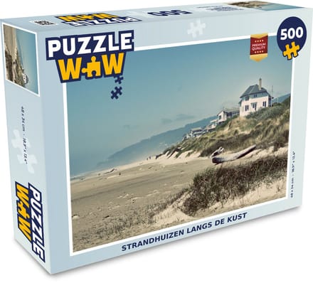 Puzzel Strand - Huis - Wit - Duin - Legpuzzel - Puzzel 500 stukjes