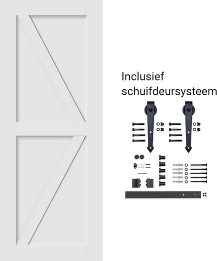 Houten Schuifdeur 2005 - Deur - Wit - met Schuifdeursysteem - Complete set - 2150x1000x35mm