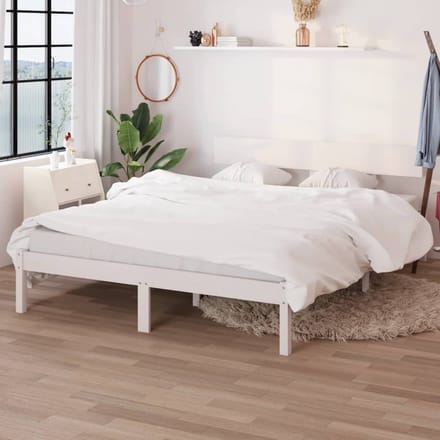vidaXL - Bedframe - massief - grenenhout - wit - 160x200 - cm