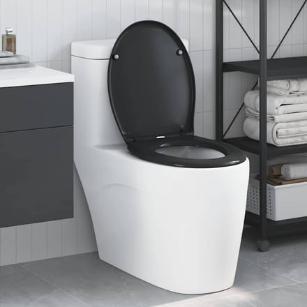 vidaXL - Toiletbril - Zwart - 47 - x - 37 - x - 4 - cm - Duroplast