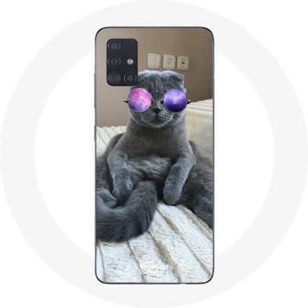 Samsung Galaxy A51 hoesje Kat met paarse bril