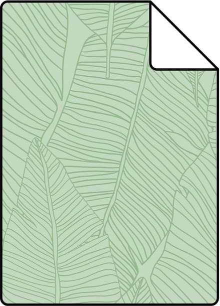 Proefstaal ESTAhome behang getekende bladeren groen - 26.5 x 21 cm - 139425-S