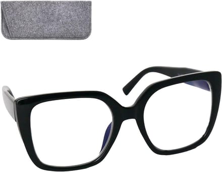 Oversized Leesbril - Vlinderbril Dames - Comfortabel Lezen - Dikke Rand Grote Glazen - +2.5 Dioptrie - Zwart