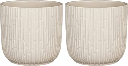 Mica Decorations Plantenpot/bloempot - 2x stuks - keramiek - mat wit - D17.5/H16 cm