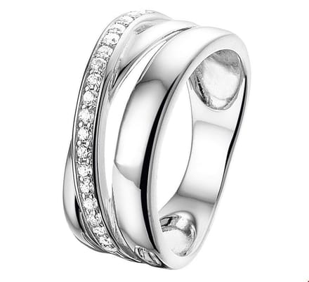 Zilver Gerhodineerde Ring zirkonia 1323799 18.50 mm (58)