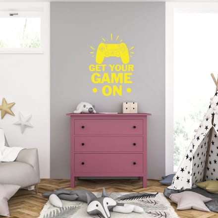 Muursticker - Get Your Game On - 40,6 x 56 - Geel