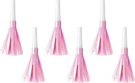Feest toeters licht roze, 1 zakje met 6 stuks
