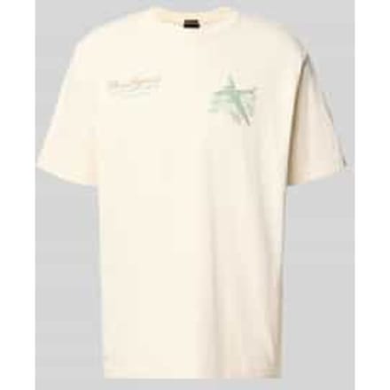relaxed fit T-shirt met label-prints en ronde hals