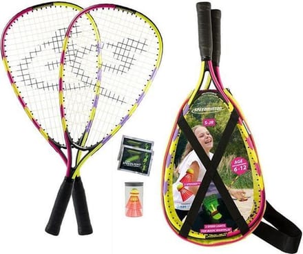 Speedminton Junior set - speedbadminton - crossminton - speed badminton set - oranje/rood/lila