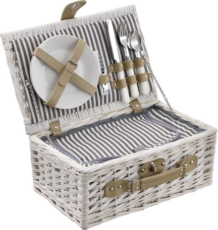 Picknickmand voor 2 personen - incl. inhoud - wit