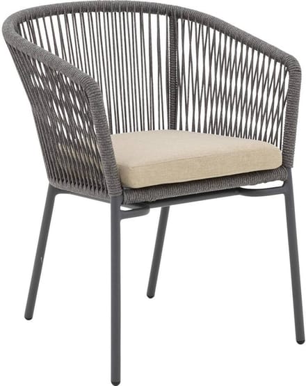 Goossens Tuinstoel Ravello - Buitenstof - bruin - 60 x 77 x 59 cm - Stapelbaar