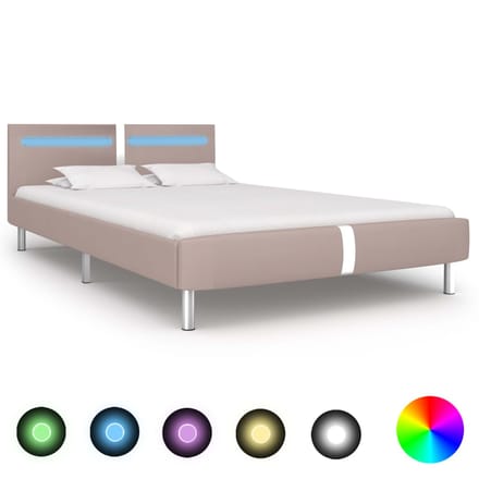 vidaXL - Bedframe - met - LED - kunstleer - cappuccino - 120x200 - cm